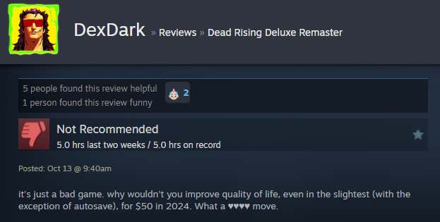 Εικόνα για ένα άρθρο με τίτλο Dead Rising Deluxe Remaster, όπως αναφέρθηκε στο Steam Reviews